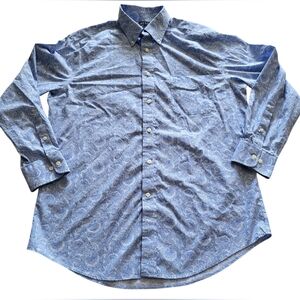 Pre-own Ralph Lauren Black Label Blue Paisley Button-down Shirt Sz L 16